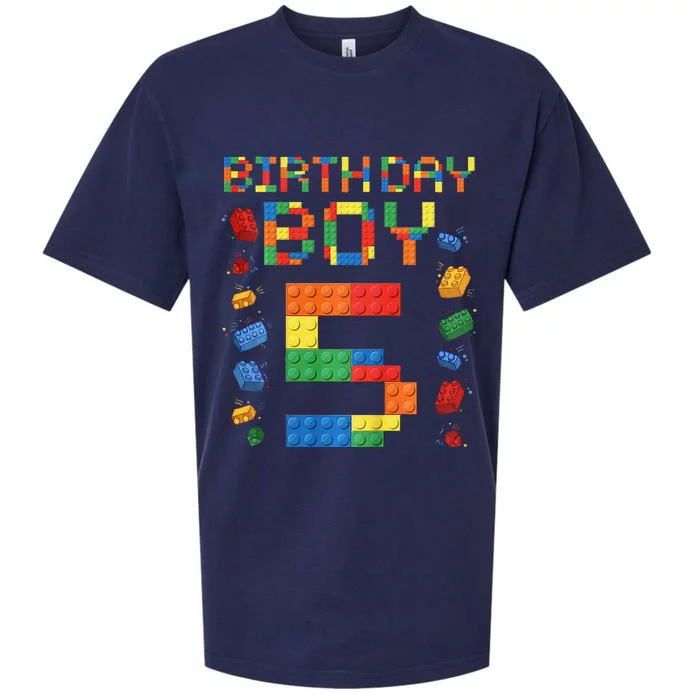 5th Birthday 5 Years Old Block Building Gift Sueded Cloud Jersey T-Shirt