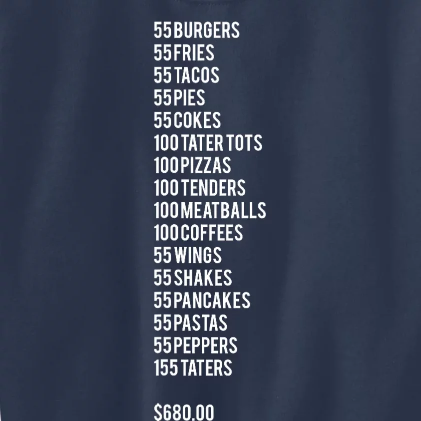 55 Burgers 55 Fries ITYSL Kids Sweatshirt