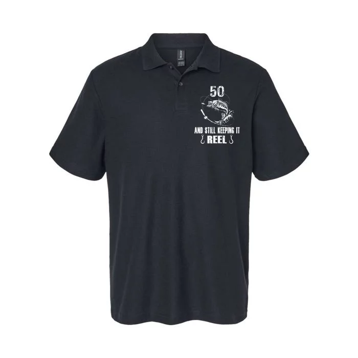 50th Birthday And Still Keeping It Reel Fishing Softstyle Adult Sport Polo