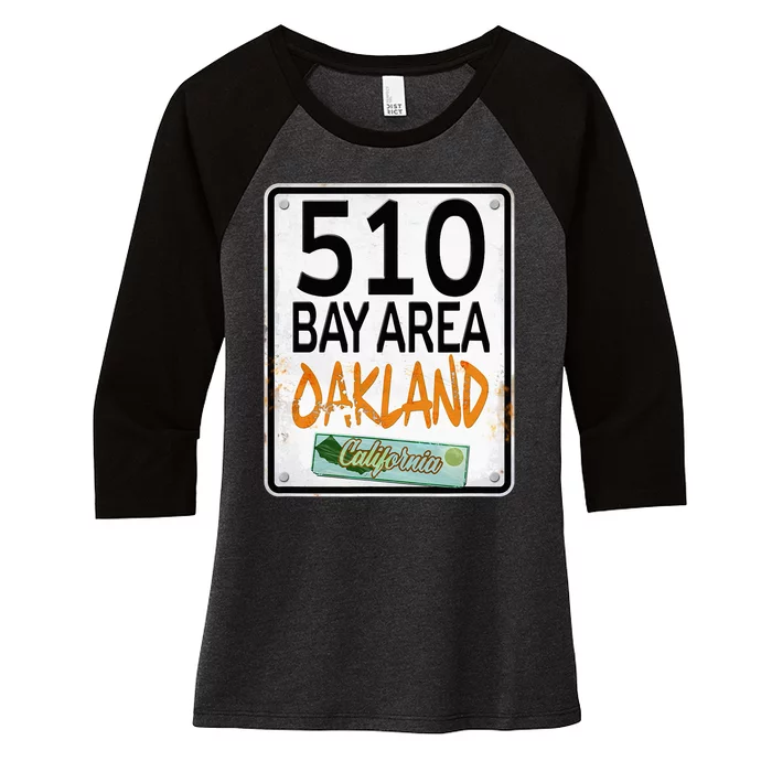 510 Bay Area Oakland California Women's Tri-Blend 3/4-Sleeve Raglan Shirt