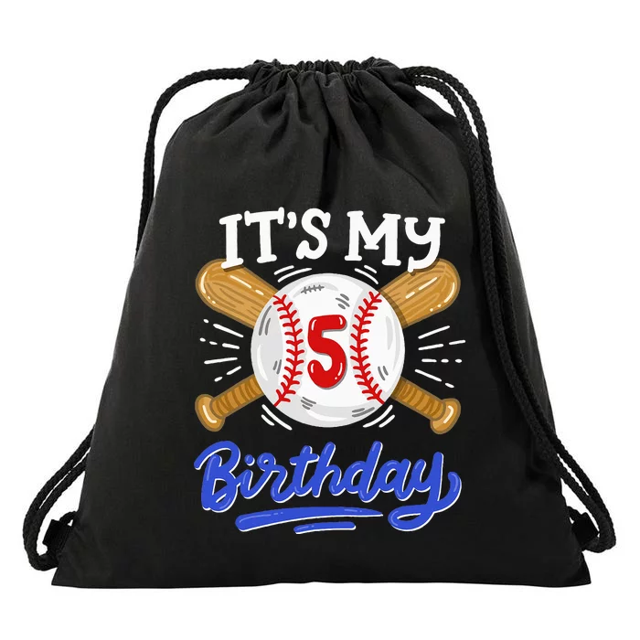 5th Baseball Birthday Party Sport Fan 5 Years Old Drawstring Bag