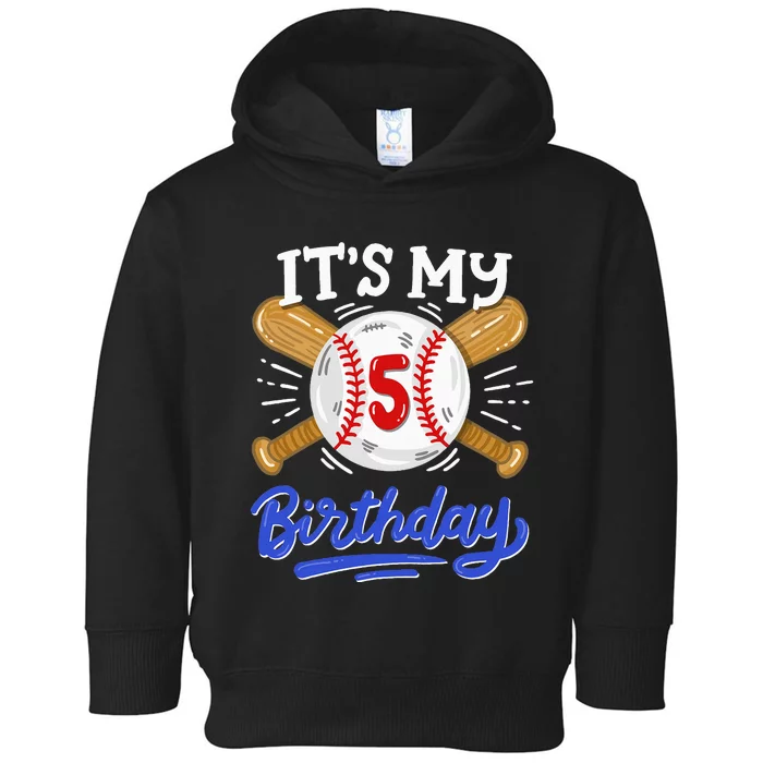 5th Baseball Birthday Party Sport Fan 5 Years Old Toddler Hoodie