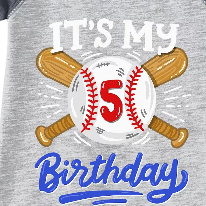 5th Baseball Birthday Party Sport Fan 5 Years Old Infant Baby Jersey Bodysuit