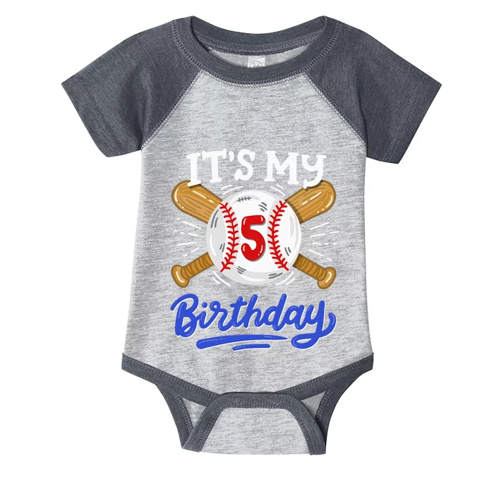 5th Baseball Birthday Party Sport Fan 5 Years Old Infant Baby Jersey Bodysuit