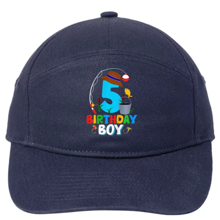 5th Birthday Boy Fishing Fish Bday Party Decorations 7-Panel Snapback Hat