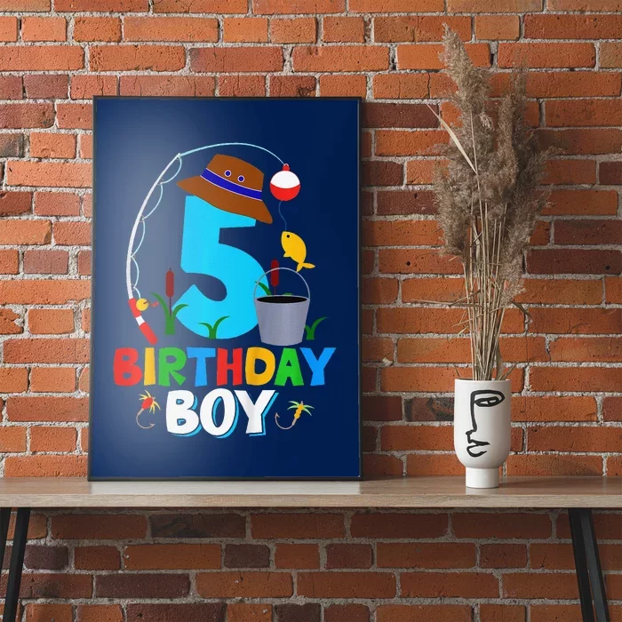 5th Birthday Boy Fishing Fish Bday Party Decorations Poster