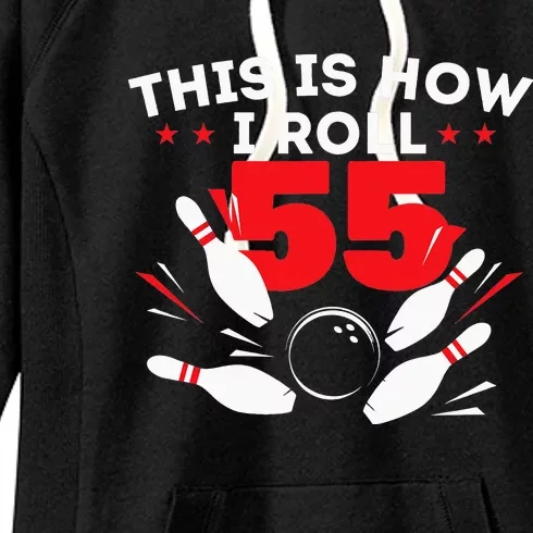 55th Birthday Bowling Lover 55 Years Old Bday Women's Fleece Hoodie