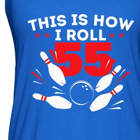 55th Birthday Bowling Lover 55 Years Old Bday Ladies Essential Flowy Tank