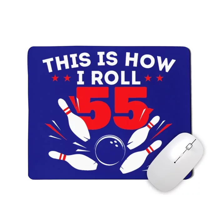 55th Birthday Bowling Lover 55 Years Old Bday Mousepad