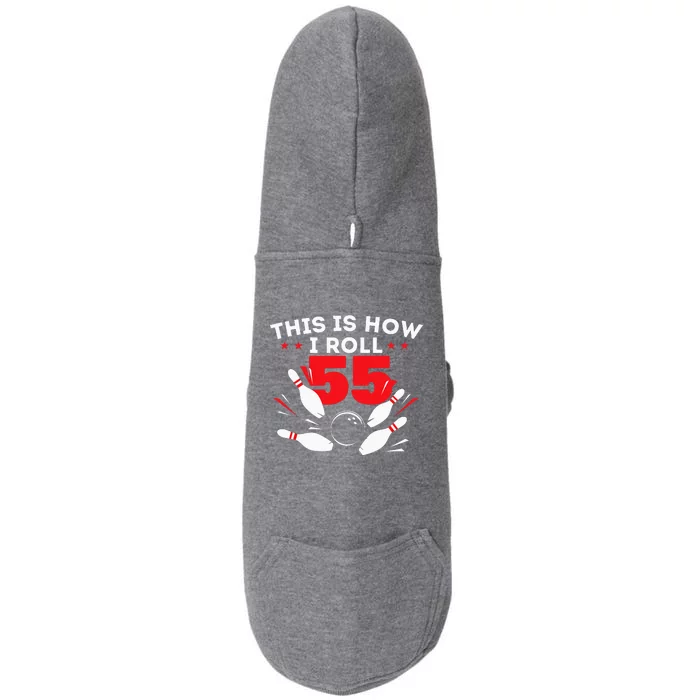 55th Birthday Bowling Lover 55 Years Old Bday Doggie 3-End Fleece Hoodie