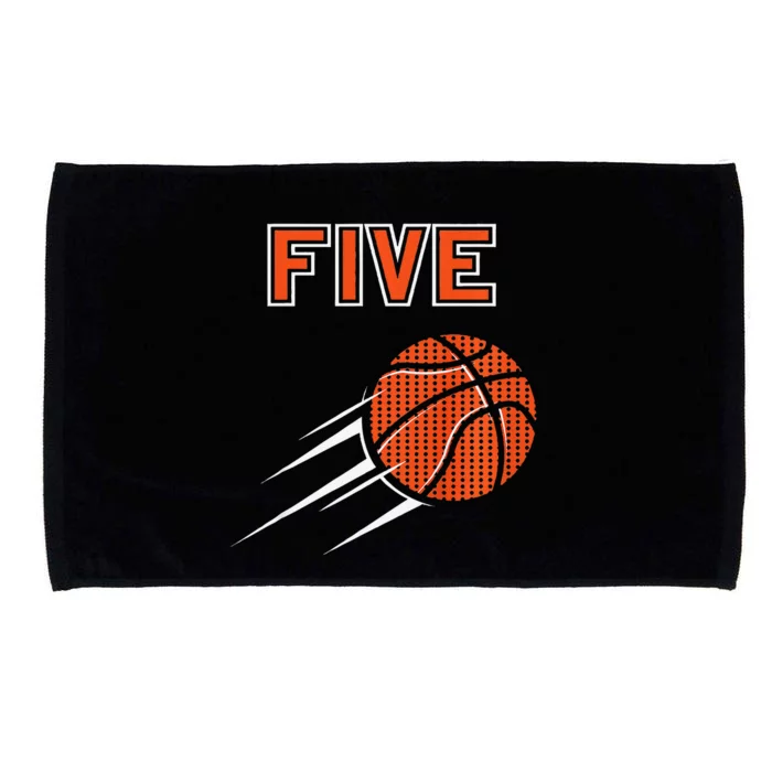 5th Birthday Basketball Party Jersey 5 Years Old Microfiber Hand Towel