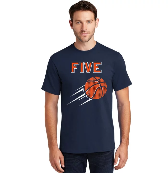 5th Birthday Basketball Party Jersey 5 Years Old Tall T-Shirt