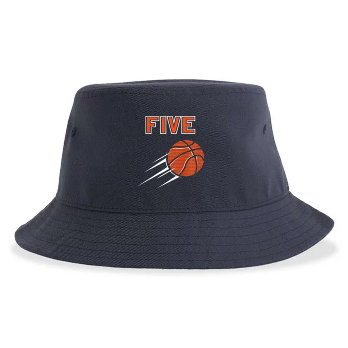 5th Birthday Basketball Party Jersey 5 Years Old Sustainable Bucket Hat