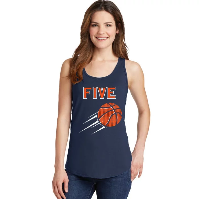 5th Birthday Basketball Party Jersey 5 Years Old Ladies Essential Tank