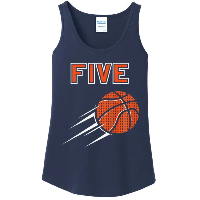 5th Birthday Basketball Party Jersey 5 Years Old Ladies Essential Tank