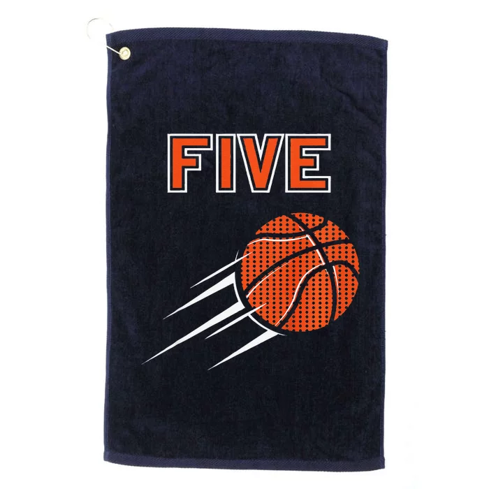 5th Birthday Basketball Party Jersey 5 Years Old Platinum Collection Golf Towel