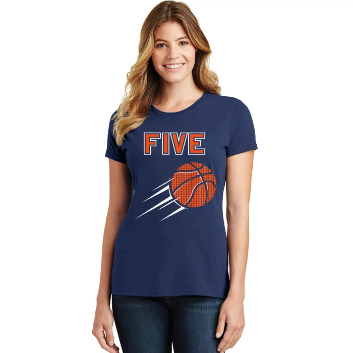 5th Birthday Basketball Party Jersey 5 Years Old Women's T-Shirt