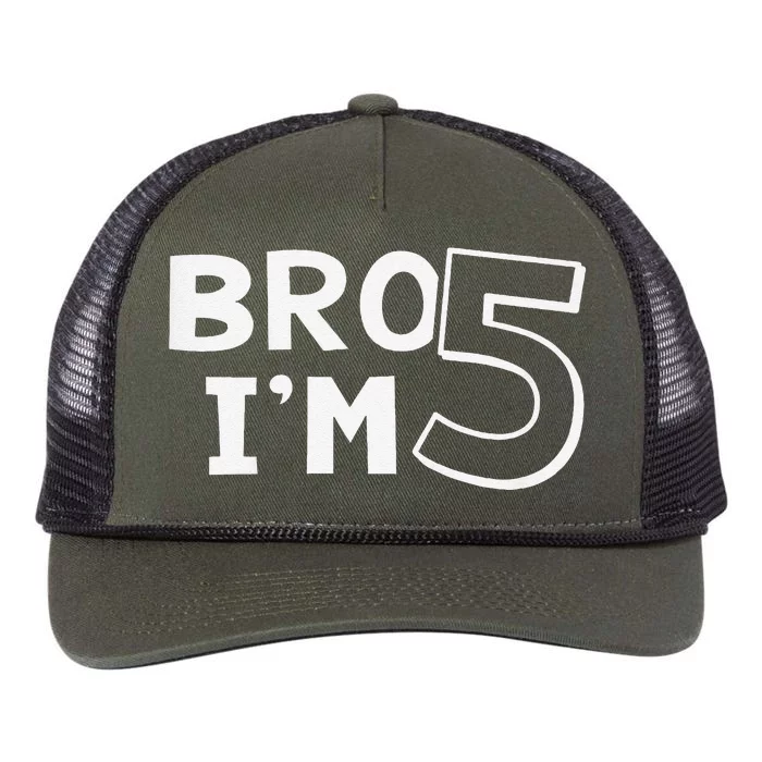 5th Birthday Boy Bro I’M 5 Year Old Five Fifth Party Retro Rope Trucker Hat Cap