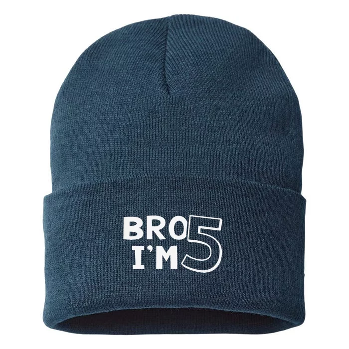 5th Birthday Boy Bro I’M 5 Year Old Five Fifth Party Sustainable Knit Beanie