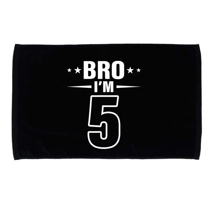 5th Birthday Boy Bro I’m 5 Year Old Fifth Birthday Party Microfiber Hand Towel