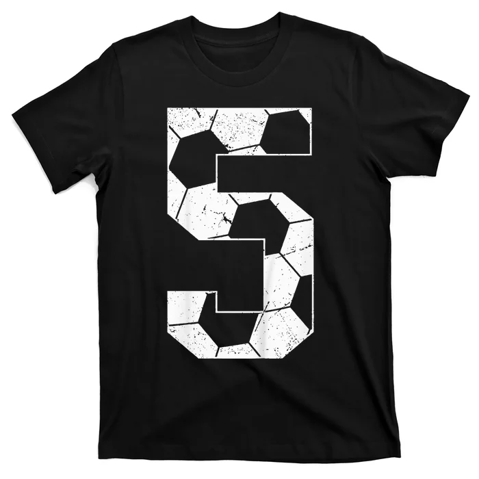 5th Birthday Boy Soccer Player Football 5 Years Old T-Shirt