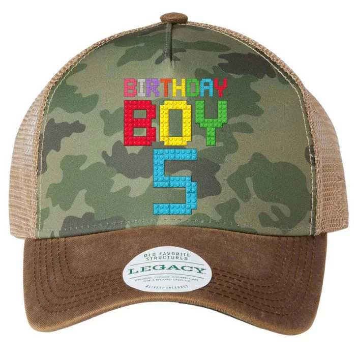 5th Birthday Boy Master Builder 5 Years Old Block Building Legacy Tie Dye Trucker Hat