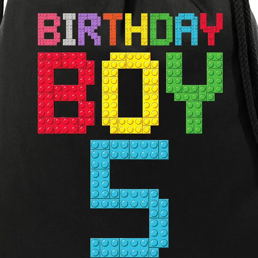 5th Birthday Boy Master Builder 5 Years Old Block Building Drawstring Bag