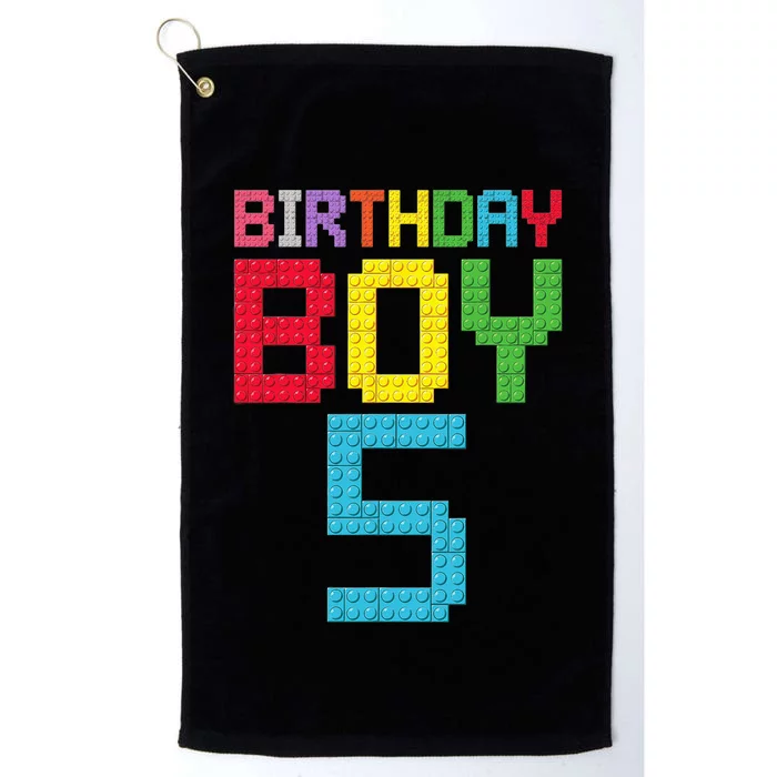 5th Birthday Boy Master Builder 5 Years Old Block Building Platinum Collection Golf Towel