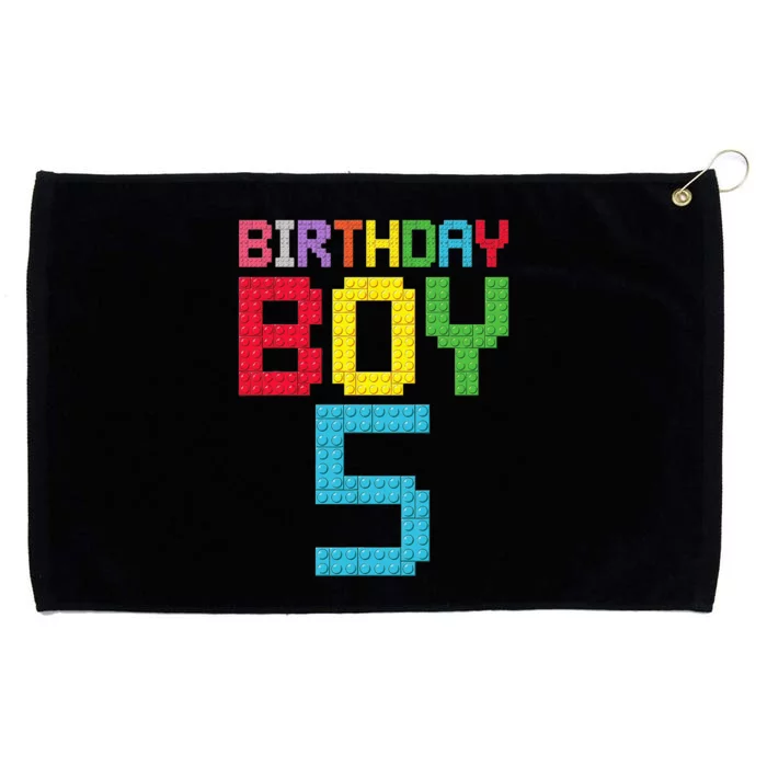 5th Birthday Boy Master Builder 5 Years Old Block Building Grommeted Golf Towel