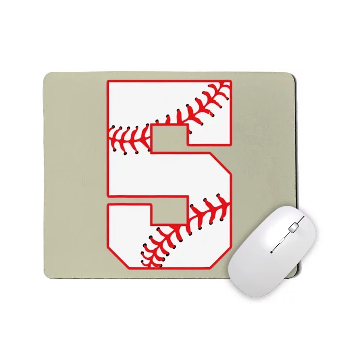 5th Birthday Baseball Big Number Five 5 Year Old Cute Funny Gift Mousepad