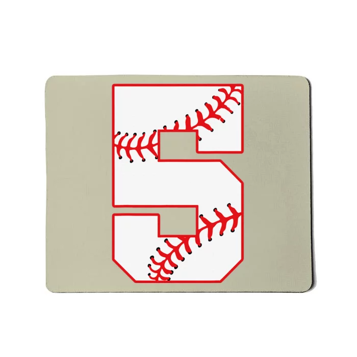 5th Birthday Baseball Big Number Five 5 Year Old Cute Funny Gift Mousepad