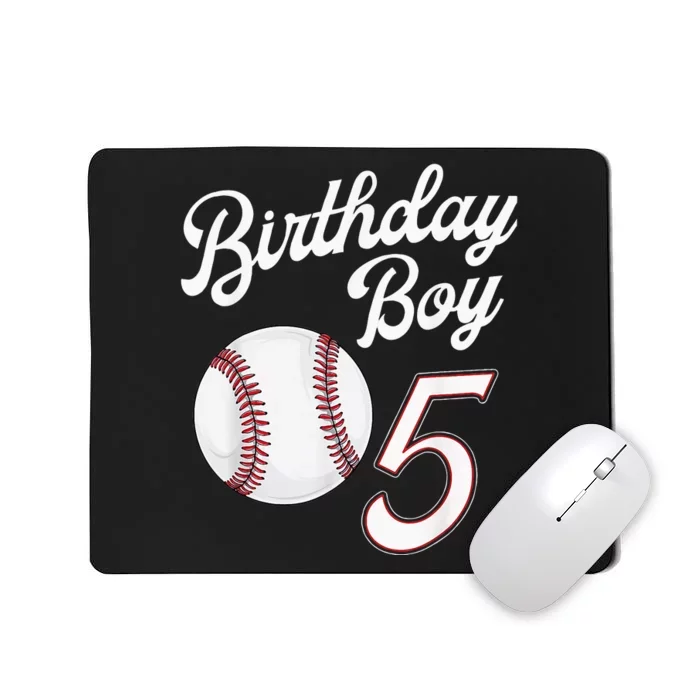 5th Birthday Baseball Big Number Five 5 Year Old Boy Girl Mousepad