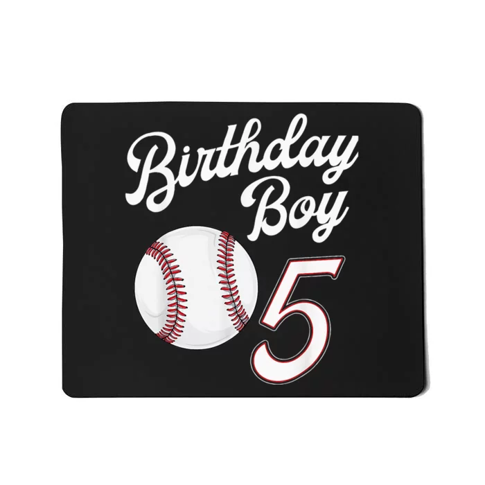 5th Birthday Baseball Big Number Five 5 Year Old Boy Girl Mousepad