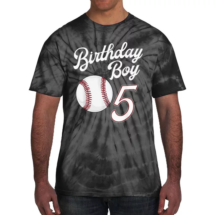 5th Birthday Baseball Big Number Five 5 Year Old Boy Girl Tie-Dye T-Shirt