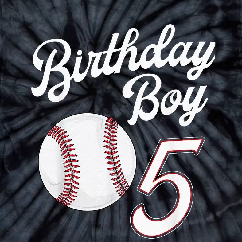 5th Birthday Baseball Big Number Five 5 Year Old Boy Girl Tie-Dye T-Shirt