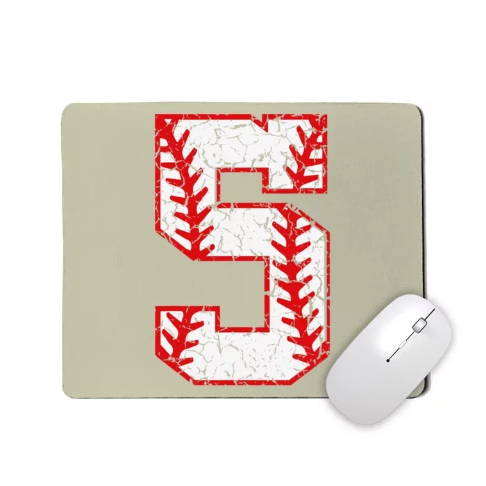 5th Birthday Baseball Big Number Five 5 Year Old Cute Funny Mousepad