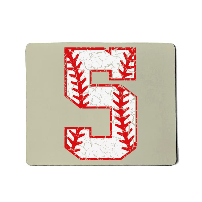 5th Birthday Baseball Big Number Five 5 Year Old Cute Funny Mousepad