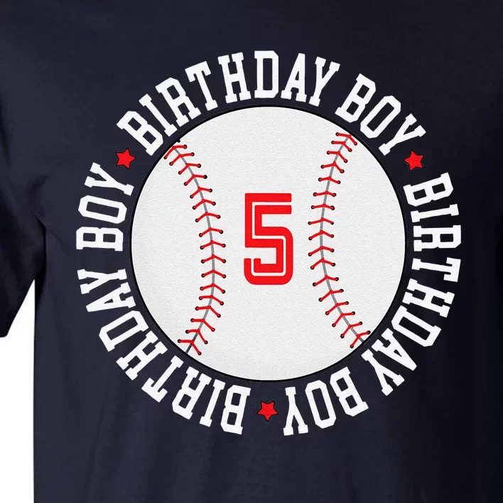 5th Birthday Baseball Big Number Five 5 Year Old Cute Gift Tall T-Shirt