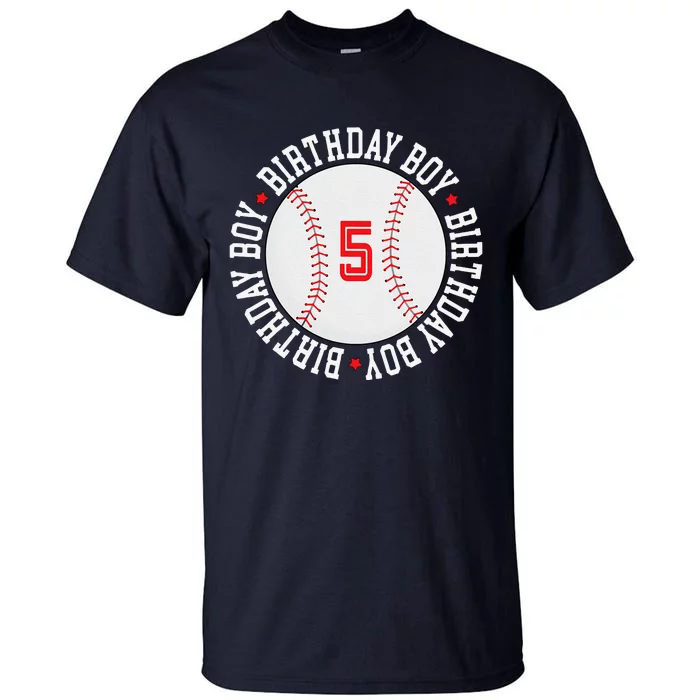 5th Birthday Baseball Big Number Five 5 Year Old Cute Gift Tall T-Shirt