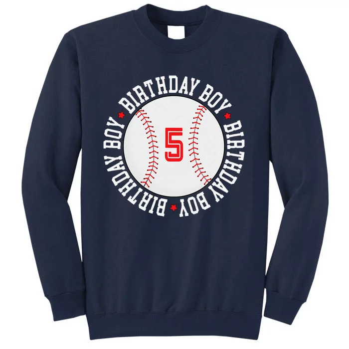 5th Birthday Baseball Big Number Five 5 Year Old Cute Gift Tall Sweatshirt