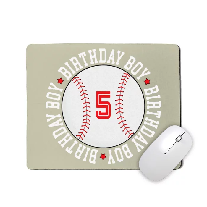 5th Birthday Baseball Big Number Five 5 Year Old Cute Gift Mousepad