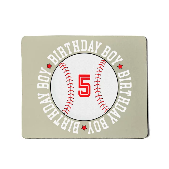 5th Birthday Baseball Big Number Five 5 Year Old Cute Gift Mousepad