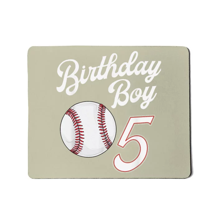 5th Birthday Baseball Big Number Five 5 Year Old Cute Mousepad