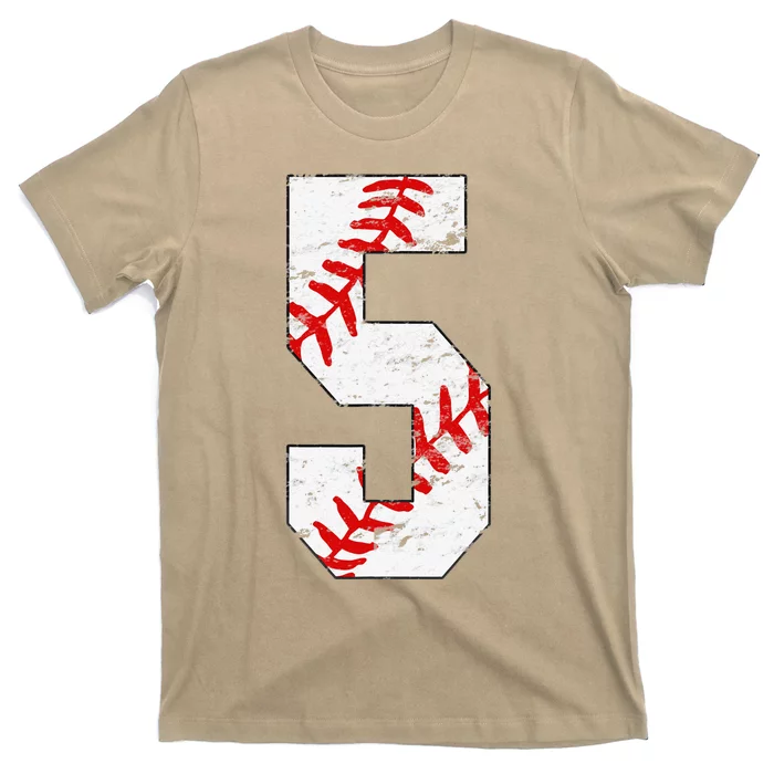 5th Birthday Baseball Big Number Five 5 Year Old Funny Gift T-Shirt