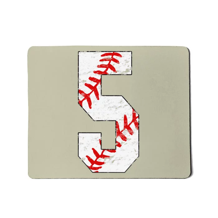 5th Birthday Baseball Big Number Five 5 Year Old Funny Gift Mousepad