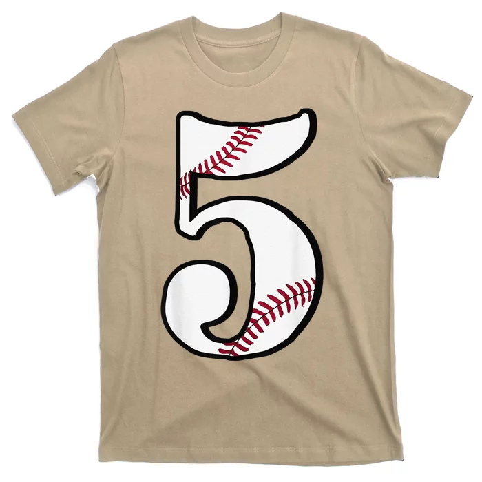 5th Birthday Baseball Big Number Five 5 Year Old Funny T-Shirt