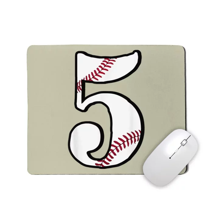 5th Birthday Baseball Big Number Five 5 Year Old Funny Mousepad