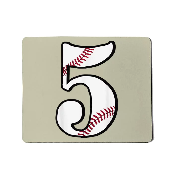 5th Birthday Baseball Big Number Five 5 Year Old Funny Mousepad