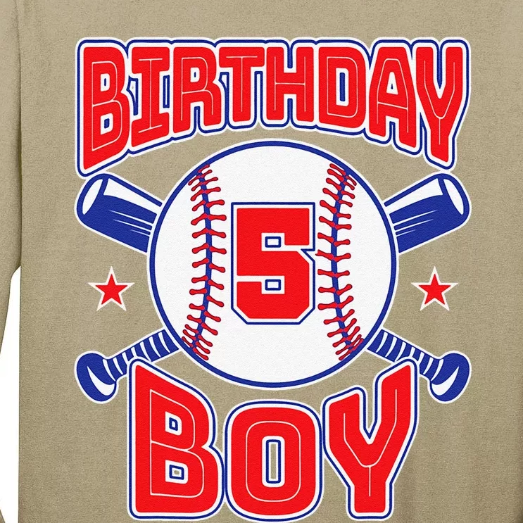 5th Birthday Baseball Big Number Five 5 Year Old Tall Long Sleeve T-Shirt