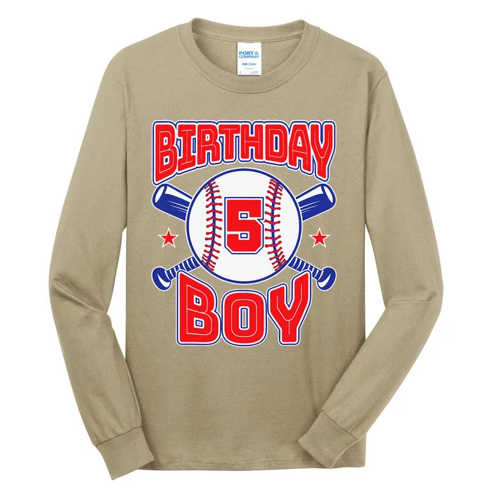 5th Birthday Baseball Big Number Five 5 Year Old Tall Long Sleeve T-Shirt